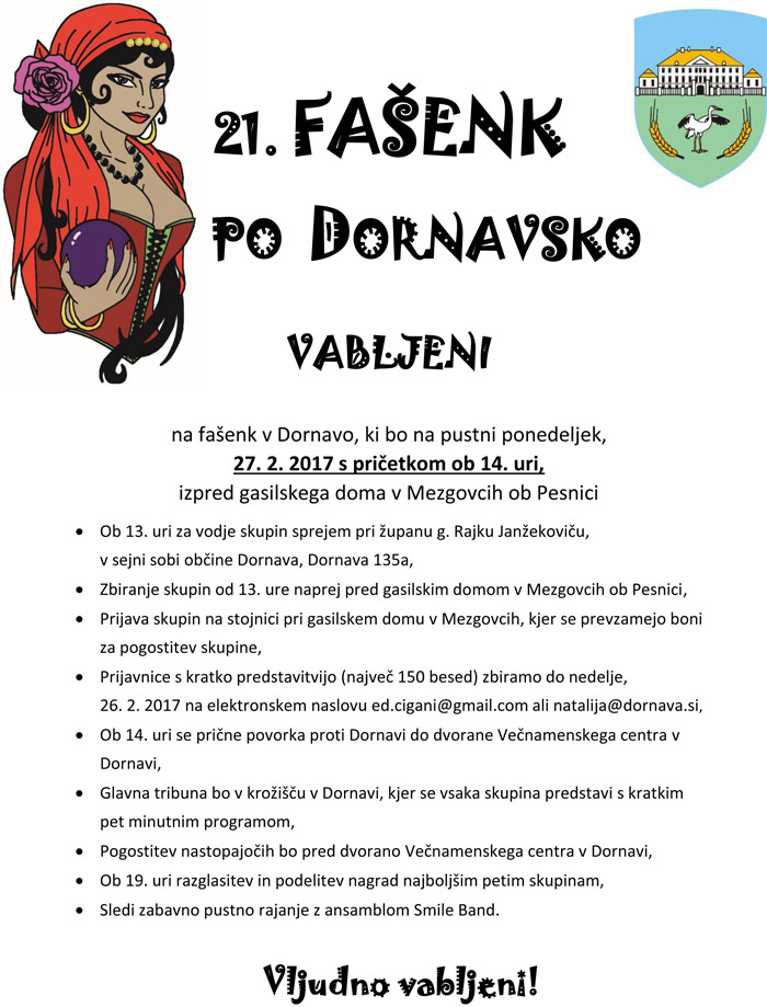 Vabilo na 21. Fašenk po dornavsko
